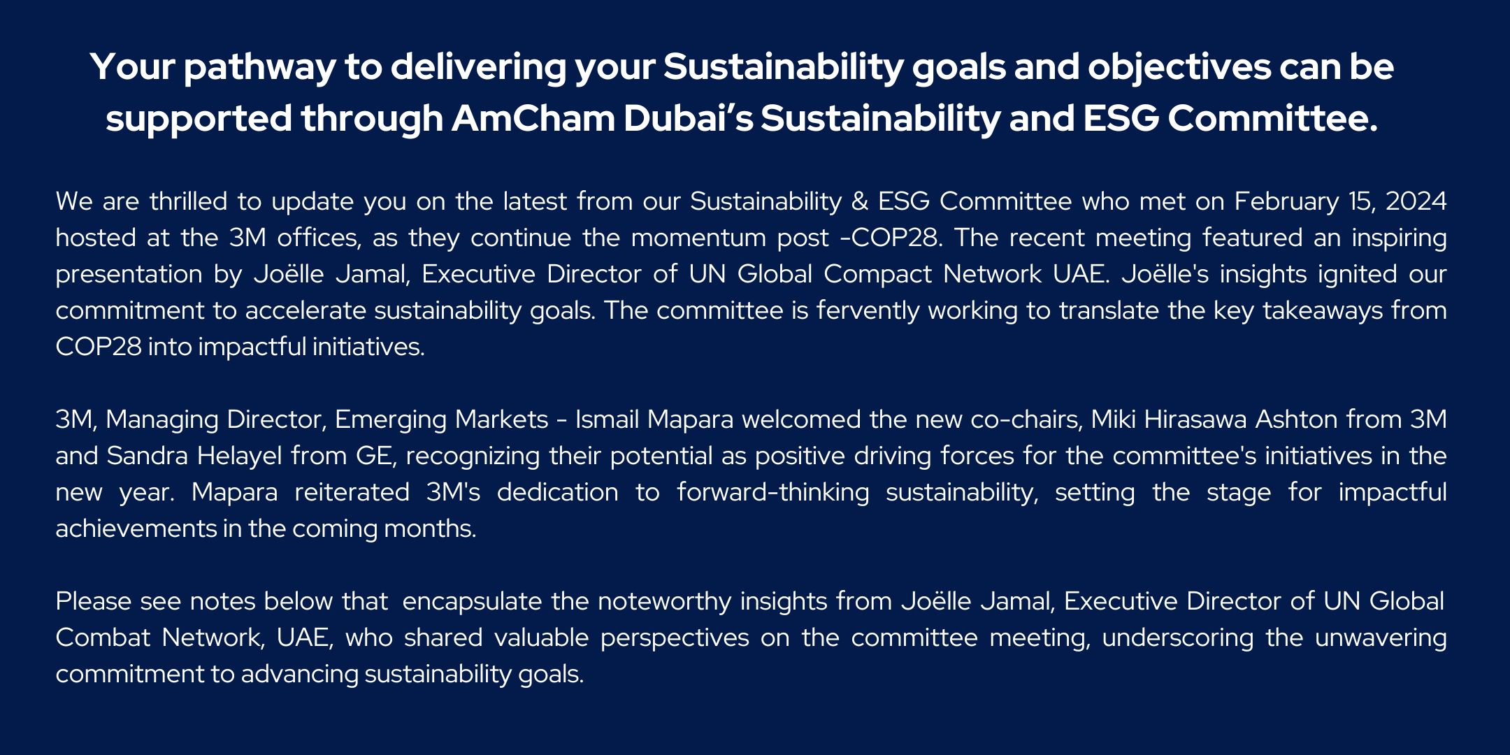 AmCham Dubai Sustainability & ESG Committee